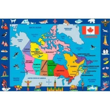 LA RUG, FUN RUGS La Rug FT-132 5376 5.25 ft. x 7 ft. 6 in. Fun Time Map of Canada Area Rug - Multi Colored FT-132 5376